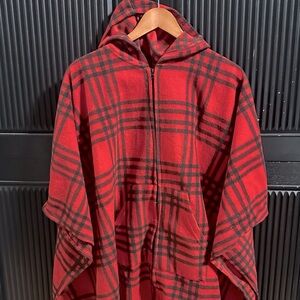 Plaid Poncho hoodie